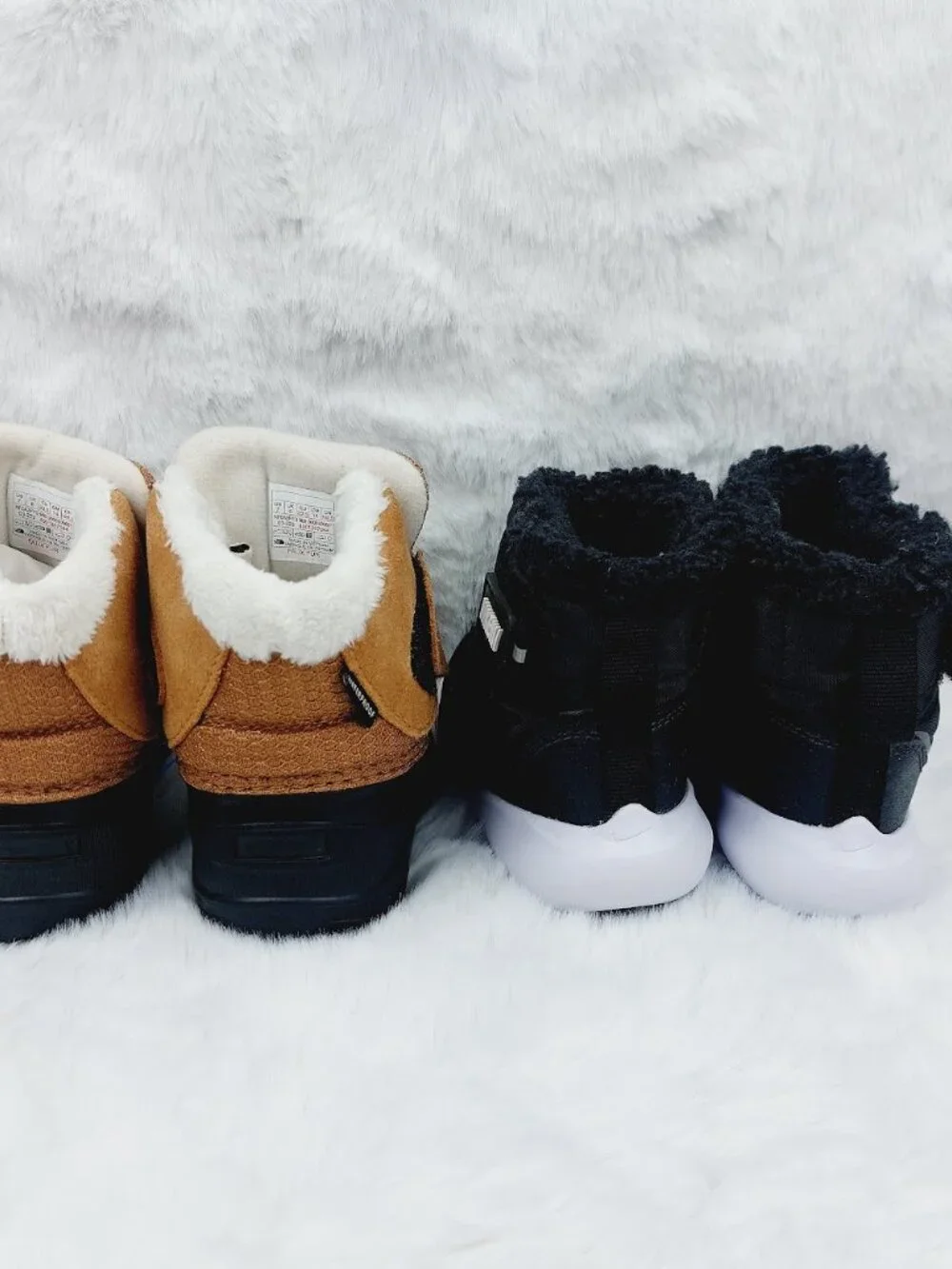 Set of 2 The North Face Nike Girl's Black Brown Hook & Loop Ankle Snow Boot Sz 7